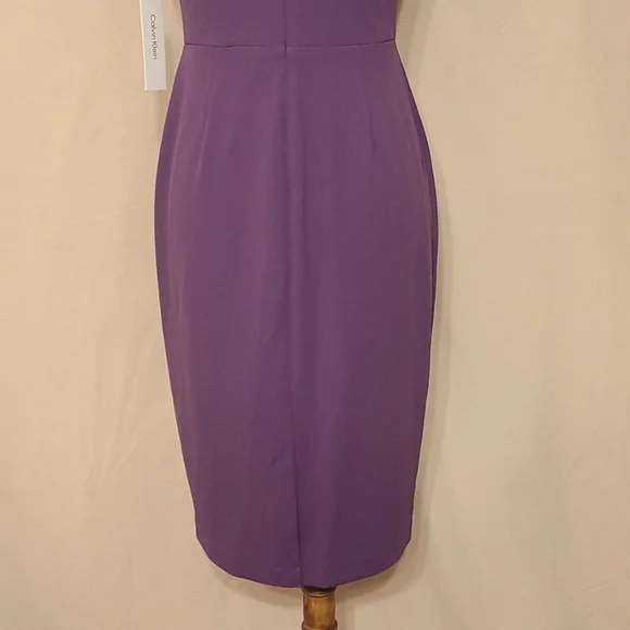 Calvin Klein Purple Gathered Cut-out Front Sleeveless Sheath Dress - Picture 10 of 10